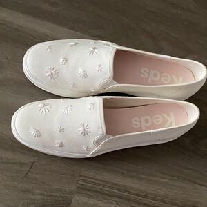 Keds Women's White Embroidered Slip-On Sneakers